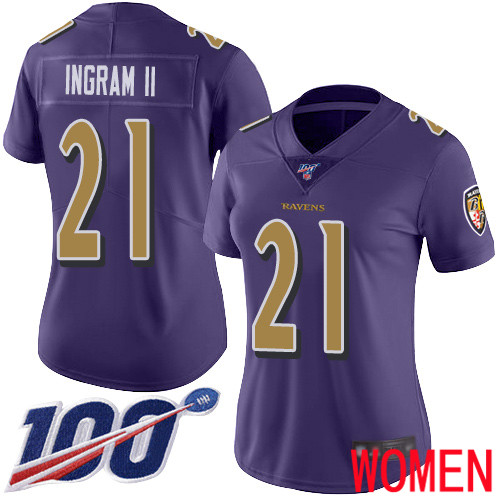 Baltimore Ravens Limited Purple Women Mark Ingram II Jersey NFL Football #21 100th Season Rush Vapor Untouchable